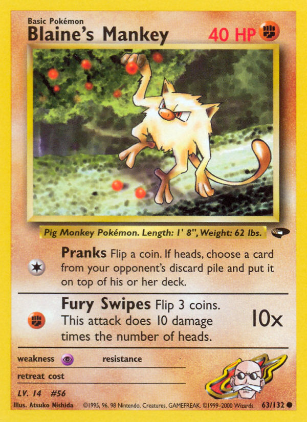 Gym Challenge Blaine's Mankey #63/132 unlimited